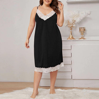 Plus Size Sexy Suspender Skirt Pajamas Plump Girls Home Dress Lace Sexy Lingerie