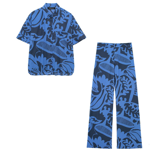 Summer Women Clothing Series Printed Shirt Series Printed Pants Set