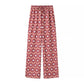 Summer Women Floral Tie Neck Top Two Piece Pants