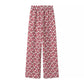 Summer Women Floral Tie Neck Top Two Piece Pants