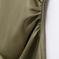 Summer Women Clothing Slim Silk Satin Texture Midi Dress
