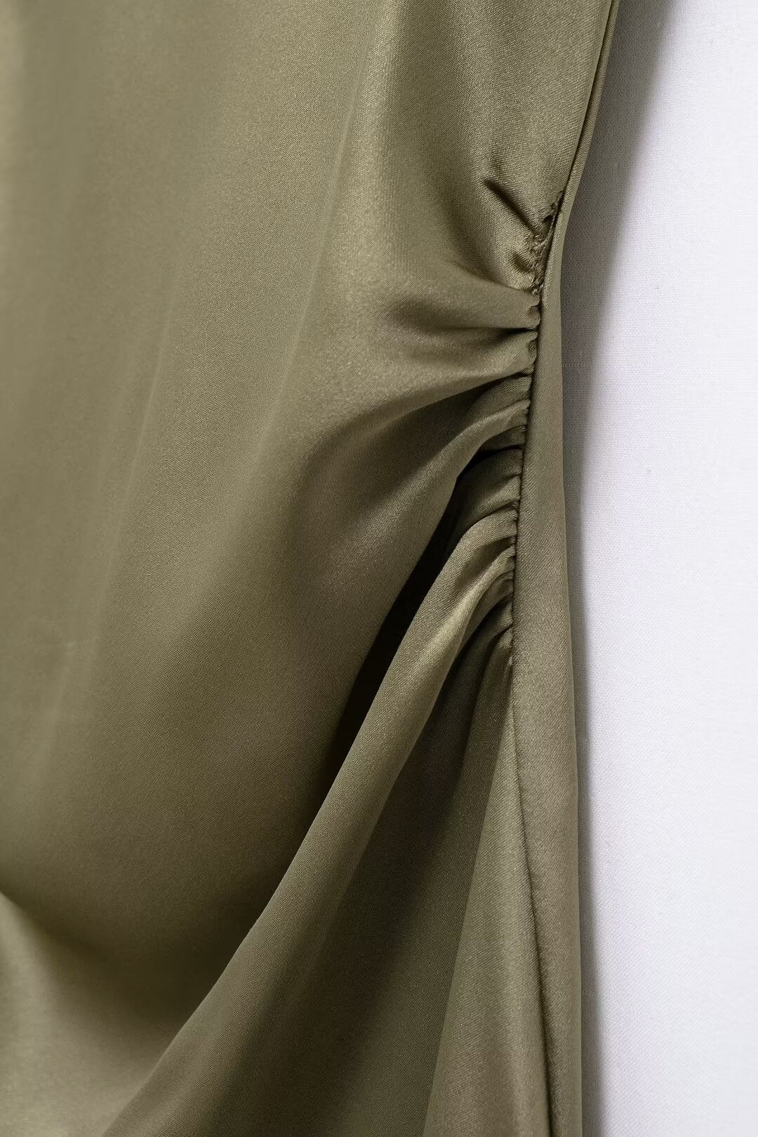 Summer Women Clothing Slim Silk Satin Texture Midi Dress