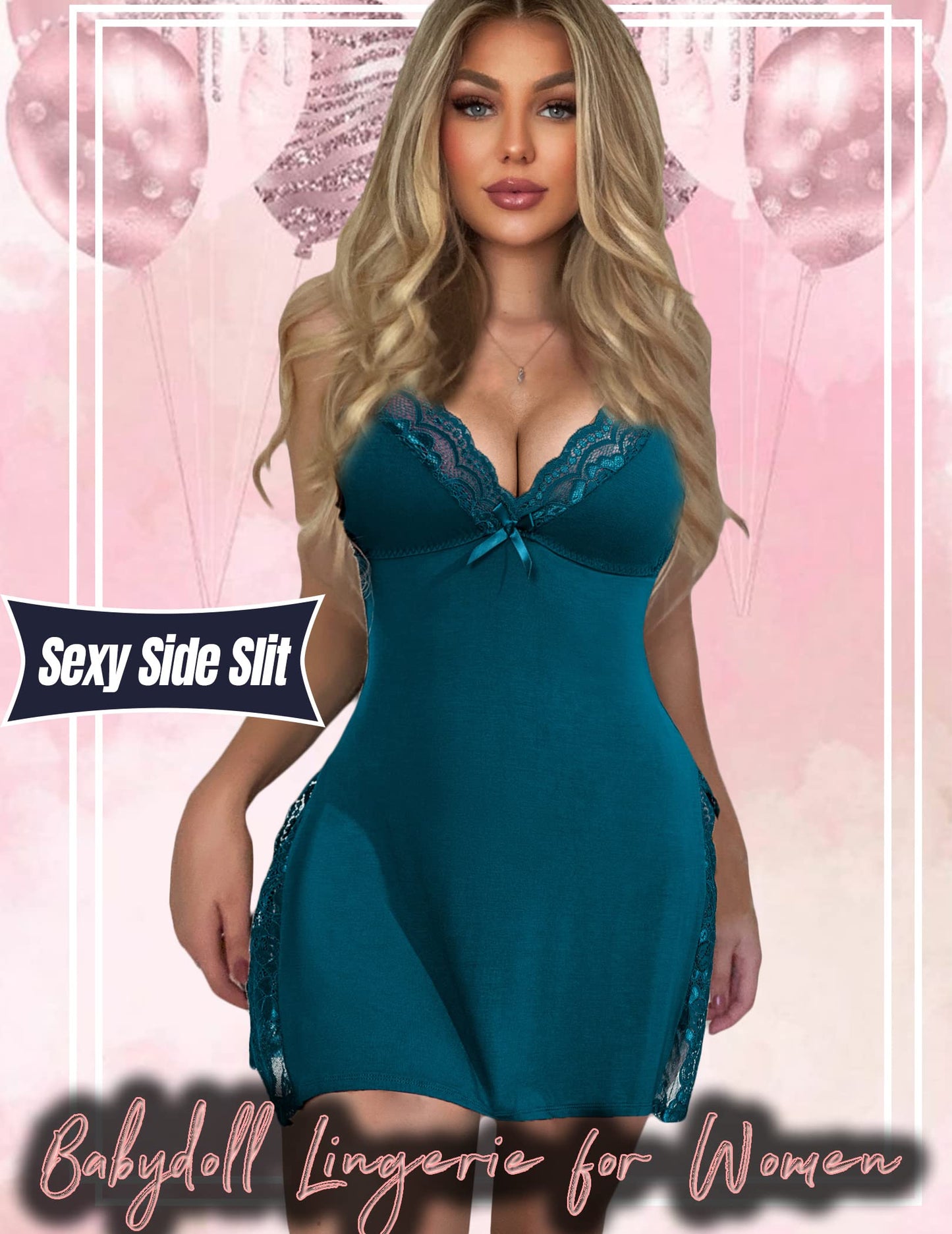 Women's Lingerie Sexy Nightwear Spaghetti Strap Nightgown Babydoll Chemise