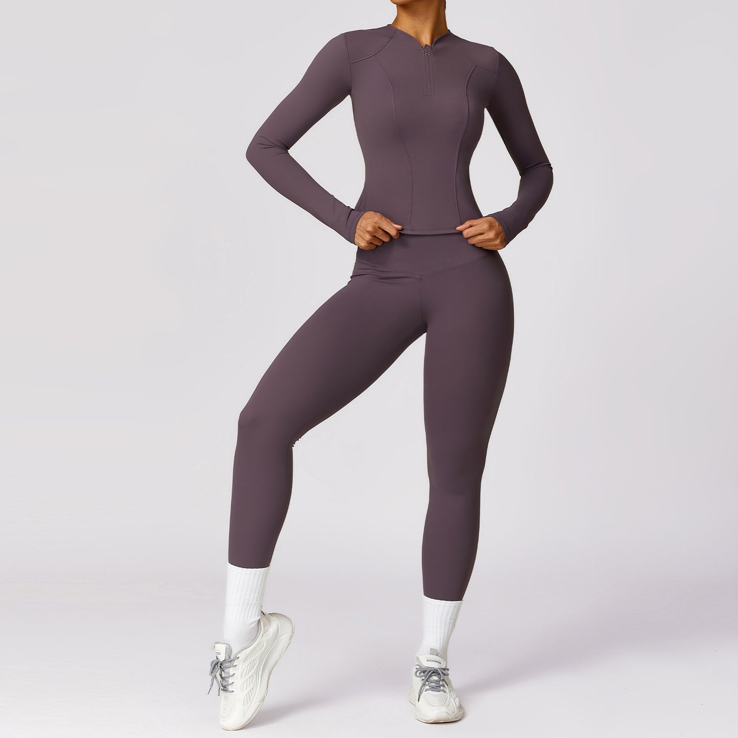 Zipper Quick Drying Long Sleeve Tight Yoga Suit Spring High Strength Running Workout Exercise Outfit Women