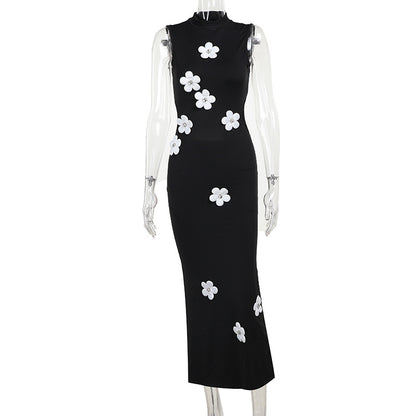 Spring Elegant Slim Dress Fashionable Elegant Floral Small Turtleneck Dress for Women