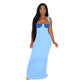 Summer Women Knitted Dress Sexy Slit Contrasting-Color Dress