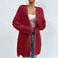 Autumn Winter Loose Sweater Coat Mid Length V Neck Solid Color Sweaters Cardigan