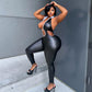Sexy Hollow Out Cutout out Tight Blouse Collar Strap Jumpsuit Women