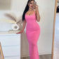 Women Clothing Spring Summer Sexy Backless Slim Fit Solid Color Strap Dress