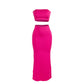 Summer Solid Color Sleeveless Tube Top High Waist Slim Fit Maxi Dress Women Skirt Sets