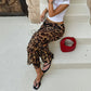 Retro Summer Classic Leopard Pattern Mid Waist Floor Skirt Slim Fishtail Skirt Women Clothing