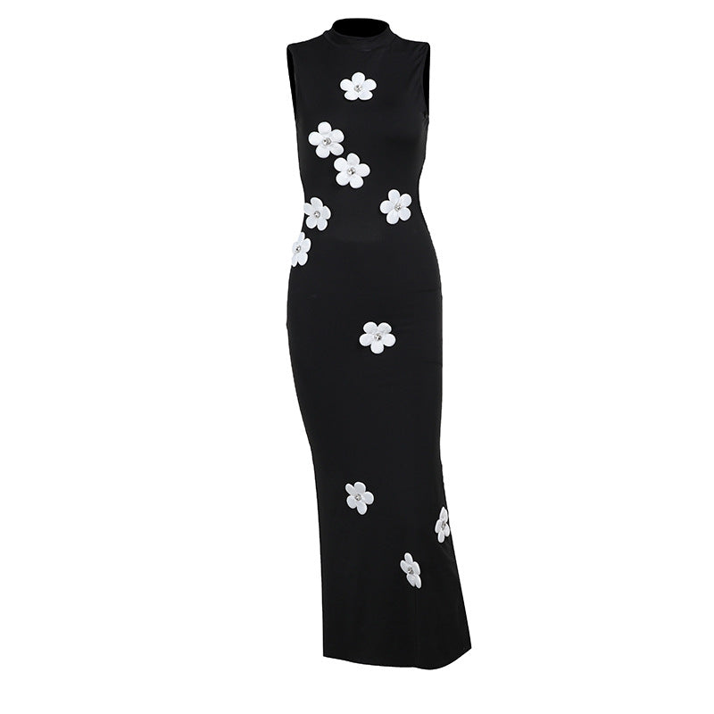 Spring Elegant Slim Dress Fashionable Elegant Floral Small Turtleneck Dress for Women