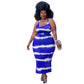 plus Size Summer Women Clothes Sexy Sleeveless Wide Striped Printed Vest Loose Dress