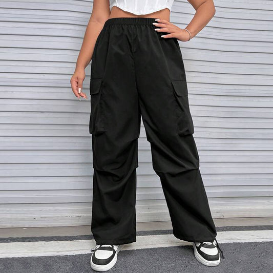 plus Size Women Clothes Autumn Winter All Match Elastic Waist Casual Trousers Overalls