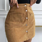 2022 Autumn Winter Corduroy Hip Skirt Single Breasted Slim Fit Solid Skirt Women Clothing