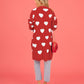 Valentine Day Heart Knitted Cardigan Love Pocket V Neck Mid Length Coat Women