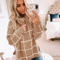 Winter Plaid Sweater Pullover Turtleneck Pullover Plaid Knitwear for Women