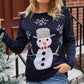 Christmas Autumn Winter Christmas Sweater Christmas Snowman Jacquard Round Neck Pullover Sweater Women
