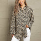 Double Take Leopard Roll-Tap Sleeve Shirt