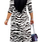 Women's White Coil Printed V Neck 3/4 Sleeve Plus Size Long Maxi Dress with Belt (Floral-40 X-Large)