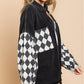 2022 Autumn Winter Coat Chessboard Grid Stitching Baggy Casual Jacket Grid