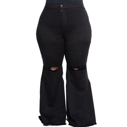 Plus Size Hole Speaker Trend Washing Women Jeans