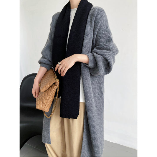 Overknee Mid Length Knitted Cardigan Women Autumn Winter Korean Outerwear Lantern Sleeve Sweater Coat