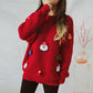 Sweater Cute Santa Claus Three Dimensional Decoration round Neck Long Sleeve Knitted Pullover