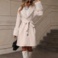 Women Clothing Mid Length Collared Cardigan Single Breasted Strap Trench Coat for Women