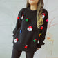 Sweater Cute Santa Claus Three Dimensional Decoration round Neck Long Sleeve Knitted Pullover