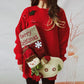 Loose Thick Christmas Sweater Oversized Christmas Stockings Snowman Doll Pocket Decoration Red Year Sweater Women