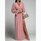 2022  Spring Summer Waist-Tight Petal Sleeve Chiffon Dress