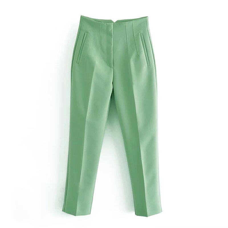 2022 Spring Urban Casual Women Multi-Line Straight-Leg Pants High Waist Casual Pants