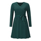 2022 Autumn Winter Style Sweater Dress Sexy V-neck Pleated Knitted Short A- Word Dress