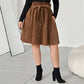 Plus Size A line Umbrella Skirt Autumn Women Clothing Retro Slim Tall Looking Waistline Lace up Corduroy Skirt Casual