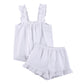 2022 Summer French Style Cotton Sleeveless White Ruffled Spaghetti Straps Cotton Linen Pajamas Women Homewear Can Be Worn outside