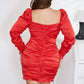 Plus Size Women Elegant Dress Hollow Out Cutout Out Long Sleeve Pleated Backless Dress