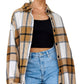 2022 Autumn Winter Women Woolen Coat Plaid Long Loose Lapels Cardigan Shirt