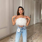 Fashion Fluffy Fur Tube Top Party Sexy Top Crop Top Tank Camis