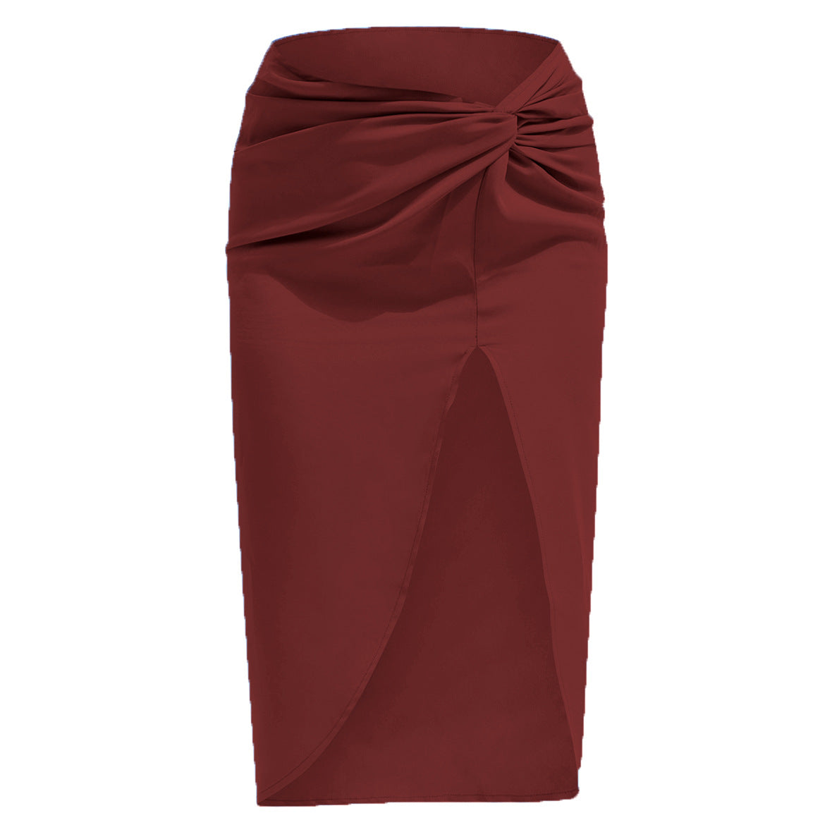 2022 High Waist French Twist Irregular Skirt Sexy Solid Color Satin Split Package Hip with a Zipper Long Skirt for Women