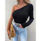 2022 Autumn Winter  Women Knitted round Neck Slim-Fit Long-Sleeved Bottoming Shirt