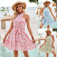 Year Summer Halter Knotted Printed Lace up Waist Dress Women Clothing