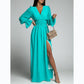2022  Spring Summer Waist-Tight Petal Sleeve Chiffon Dress