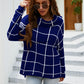 Winter Plaid Sweater Pullover Turtleneck Pullover Plaid Knitwear for Women